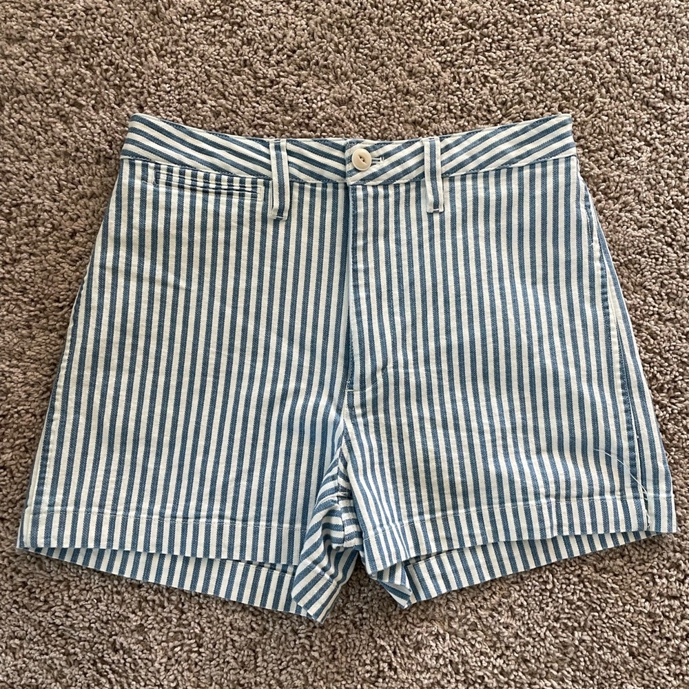 Madewell Pinstripe Denim Shorts